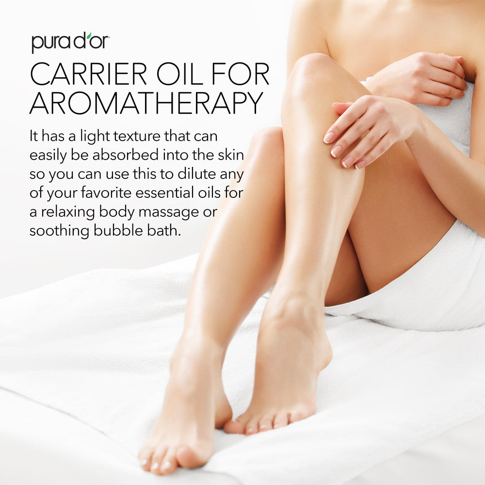 PURA D'OR almond oil applying to hair indicates potential thickness support.