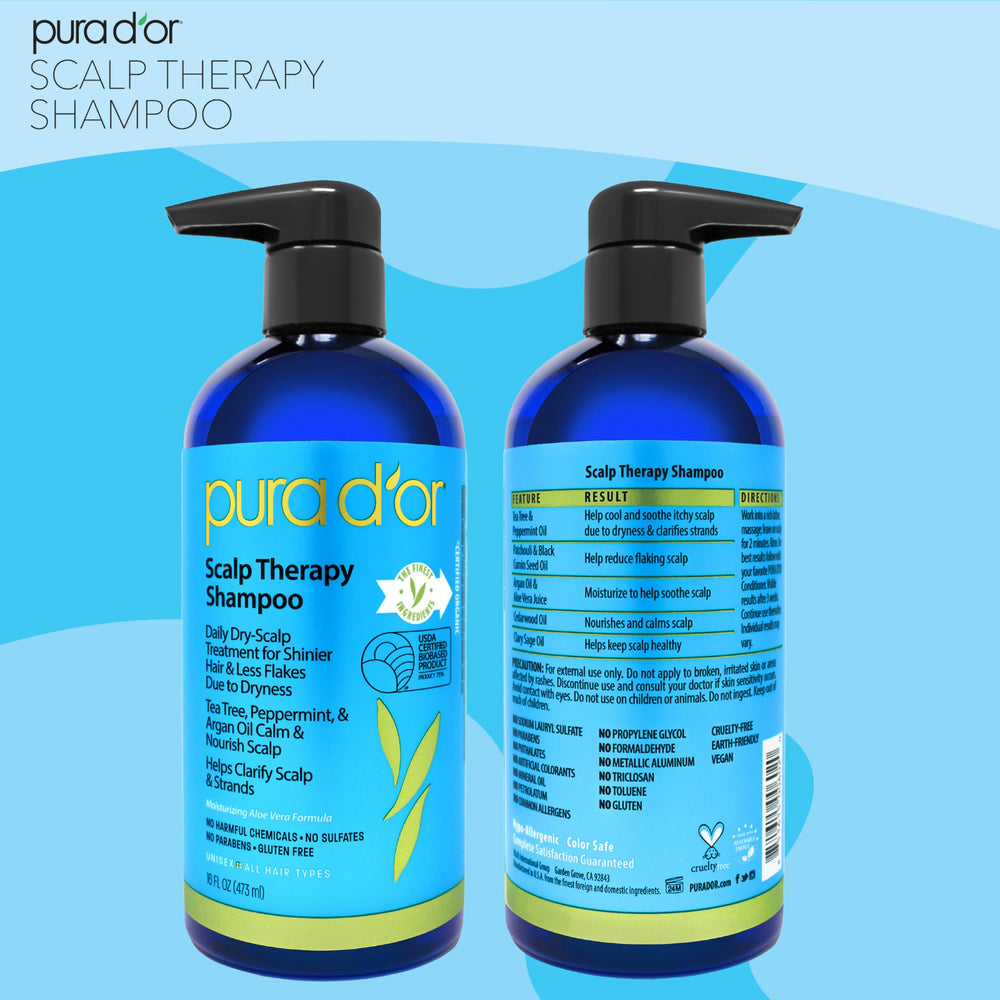PURA D'OR Therapy Shampoo cedarwood clary sage aroma signal calming scalp