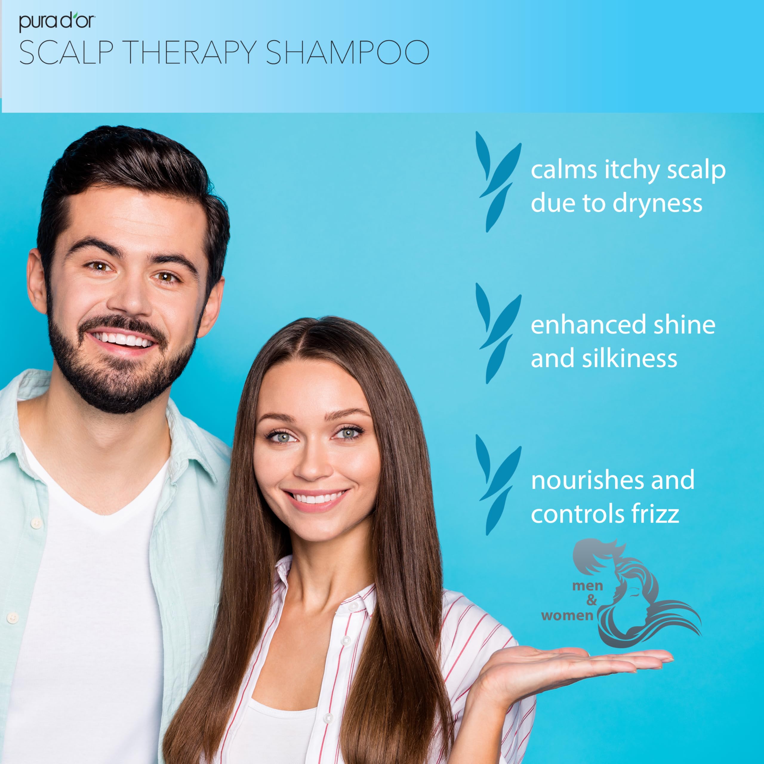 PURA D'OR Therapy Shampoo tea tree peppermint visual emphasizing cooling scalp relief