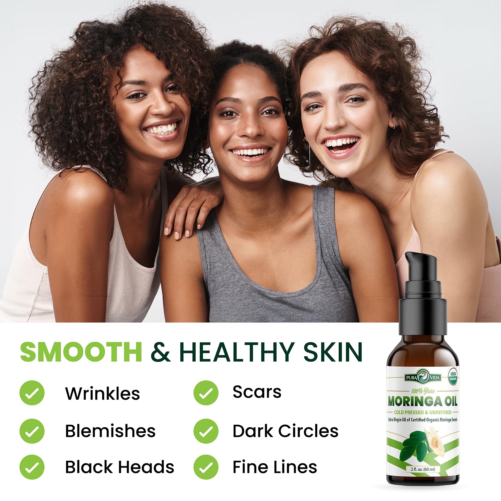 PURA VIDA MORINGA oil on skin during a soothing massage.