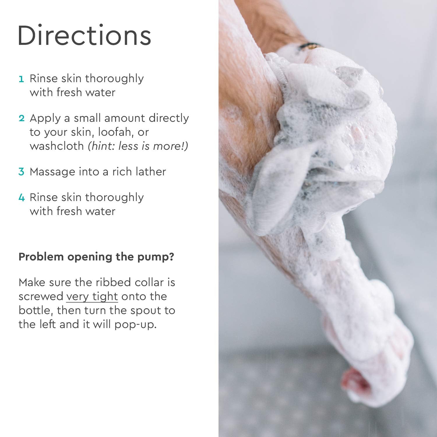 Puracy Body Wash foam on bottle illustrates moisturizing cleanse for all ages