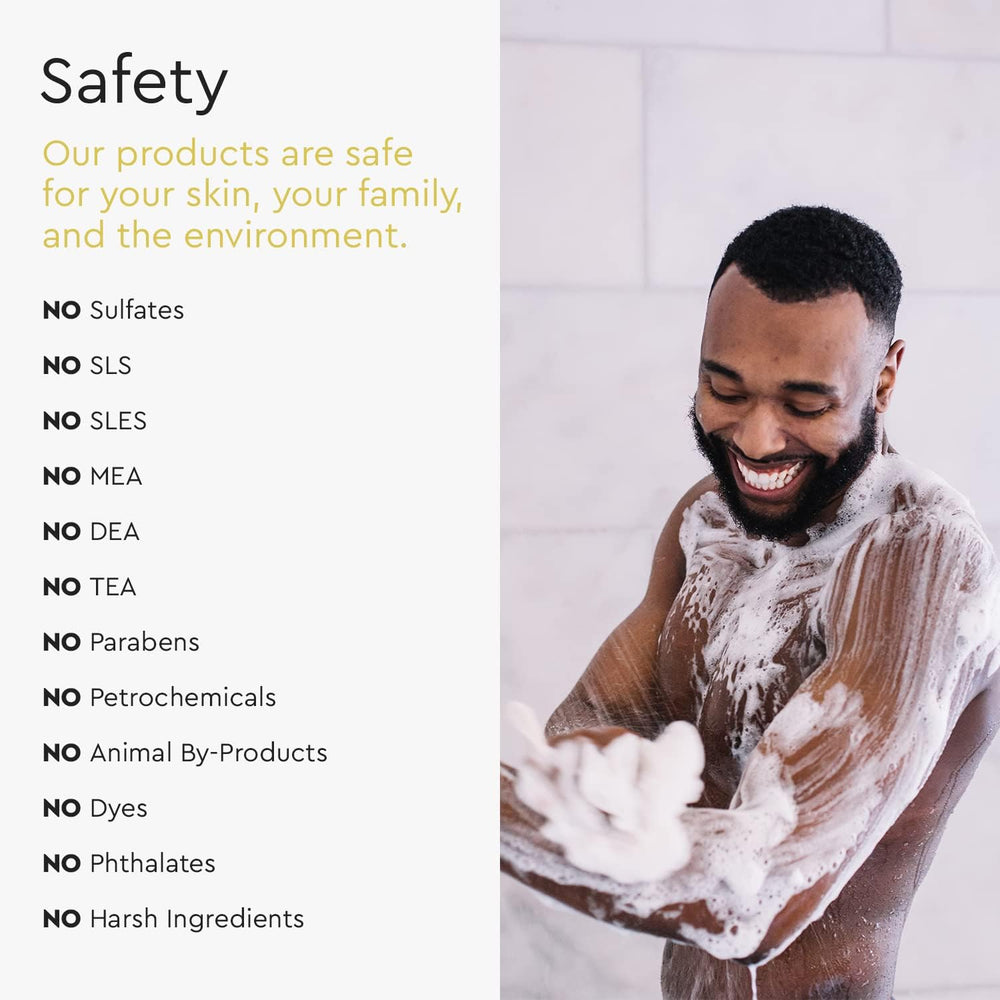 Puracy body wash label Made in America signaling trusted manufacturing.