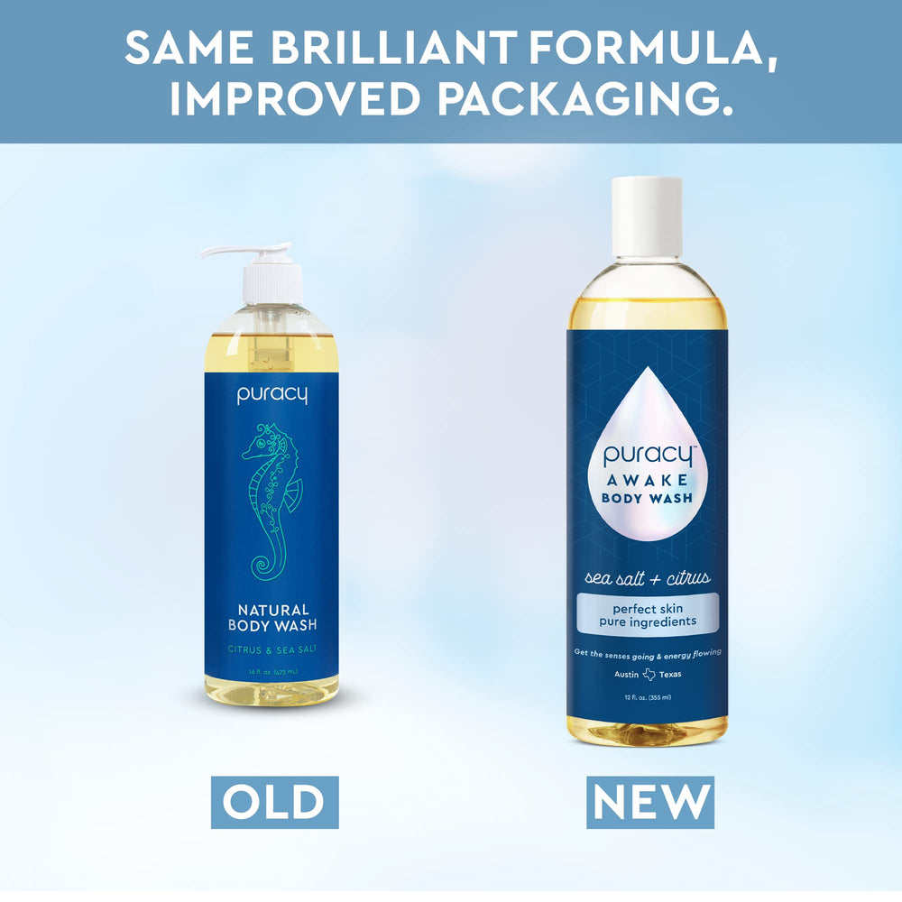 Puracy Body Wash under-water rinse demonstrates mild cleansing for dry skin