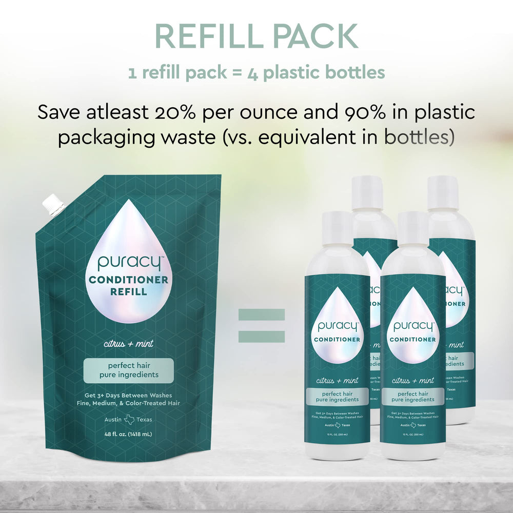 Puracy conditioner on color-treated hair showing added shine and softness.
