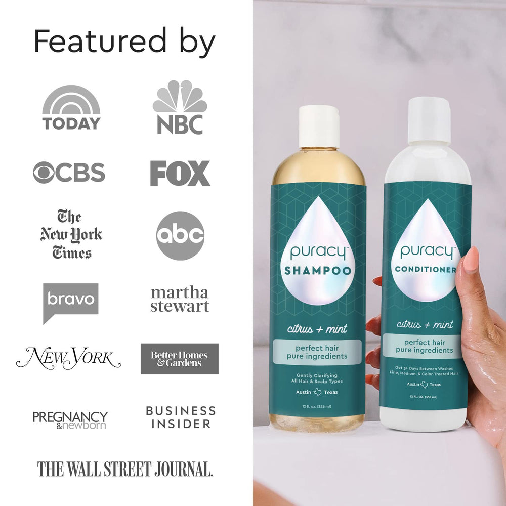 Puracy conditioner on fine hair texture for silky, voluminous results.