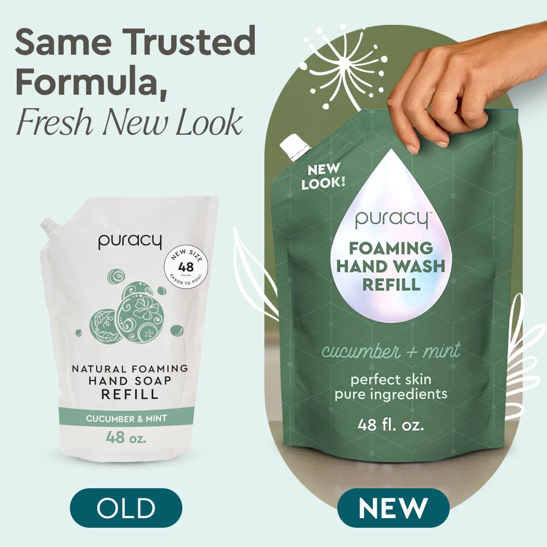 Puracy refill packaging shows significant plastic reduction for sustainable home cleaning routines.