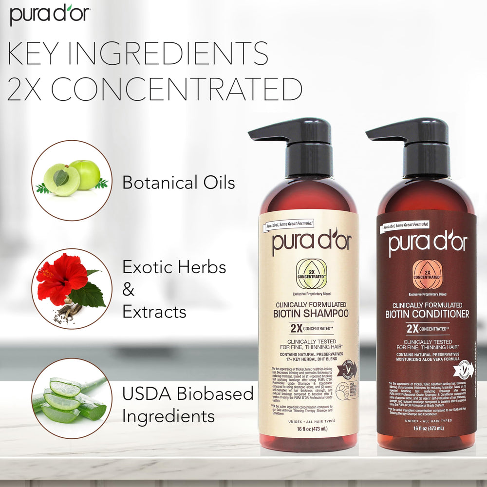 PURA D'OR biotin conditioner bottle for smoother, hydrated hair.