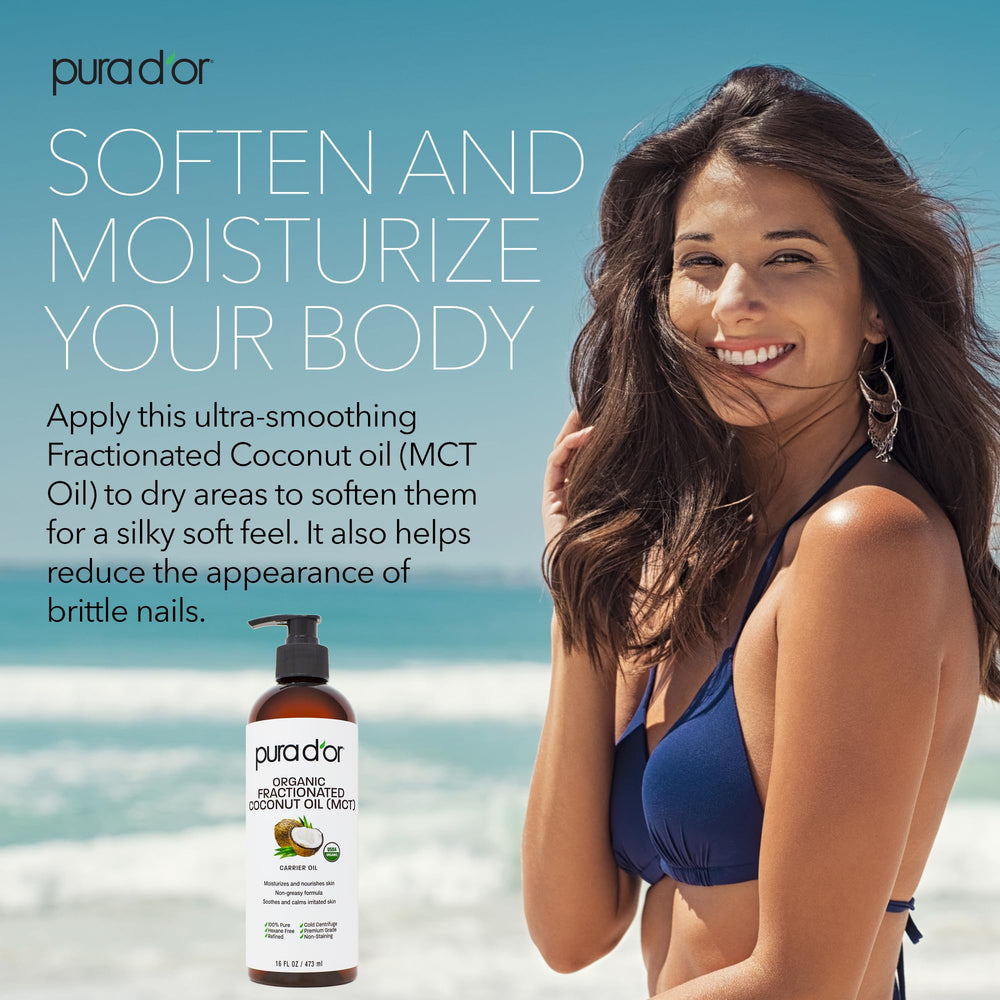 PURA D’OR fractionated coconut oil skin moisturizer with lightweight hydration
