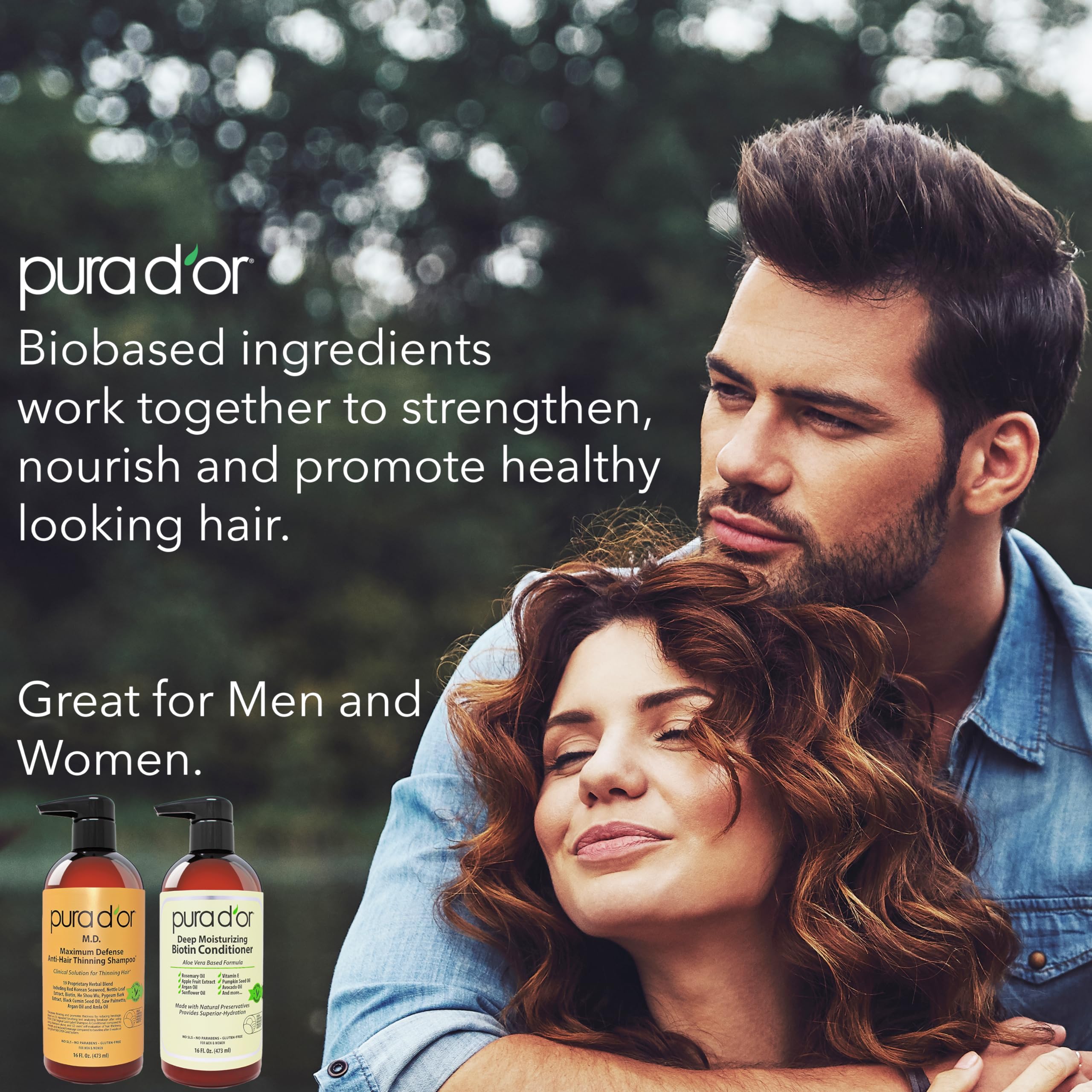 PURA D'OR MD organic ingredients label close-up supports nourishing scalp health and color-treated hair