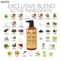 PURA D'OR MD tea tree oil presence suggests refreshing scalp care during routine use