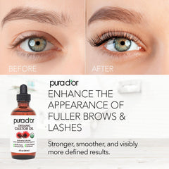 PURA D'OR Castor Oil hydrates facial and body skin for radiant texture.