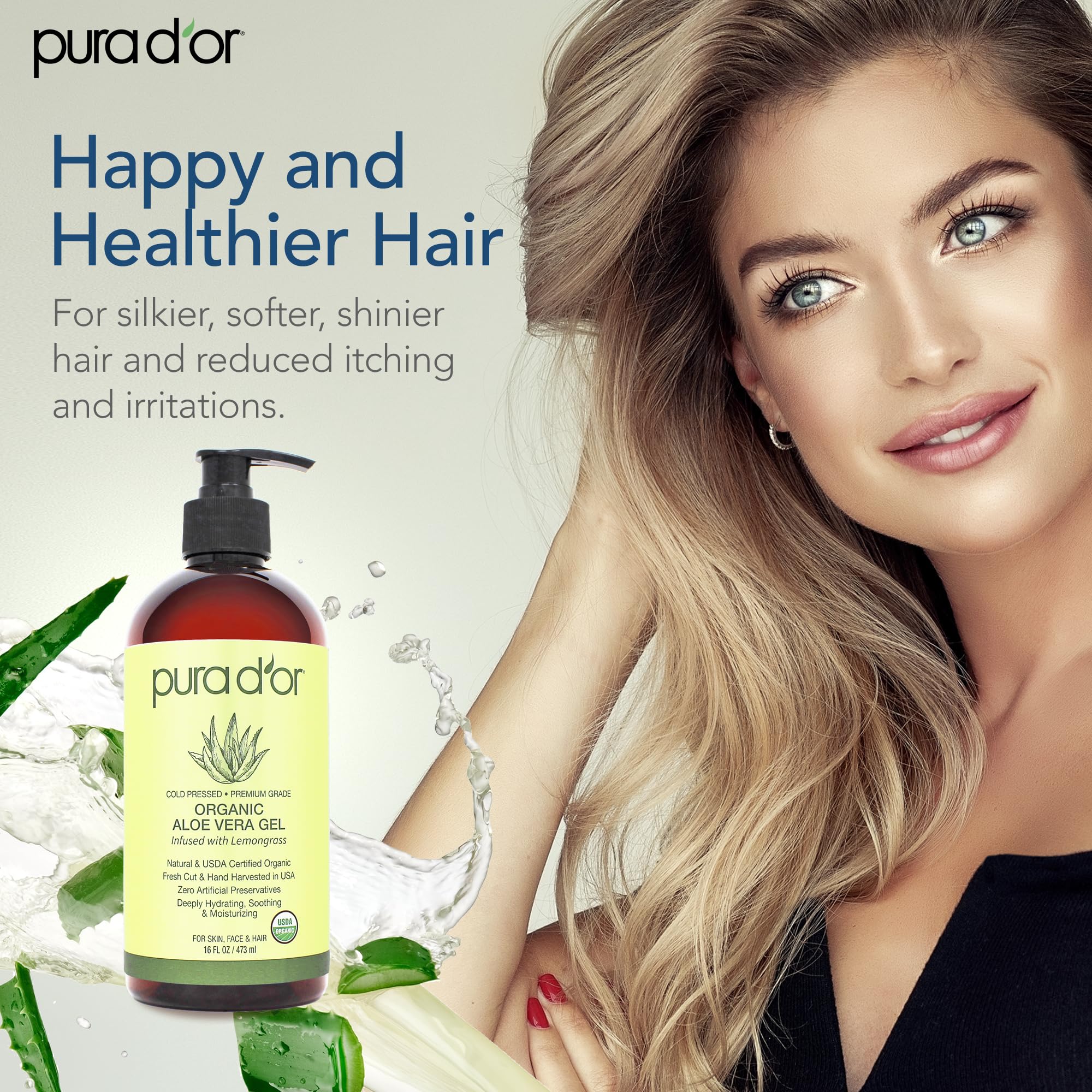 Vitamins C and E in PURA D'OR gel support skin.