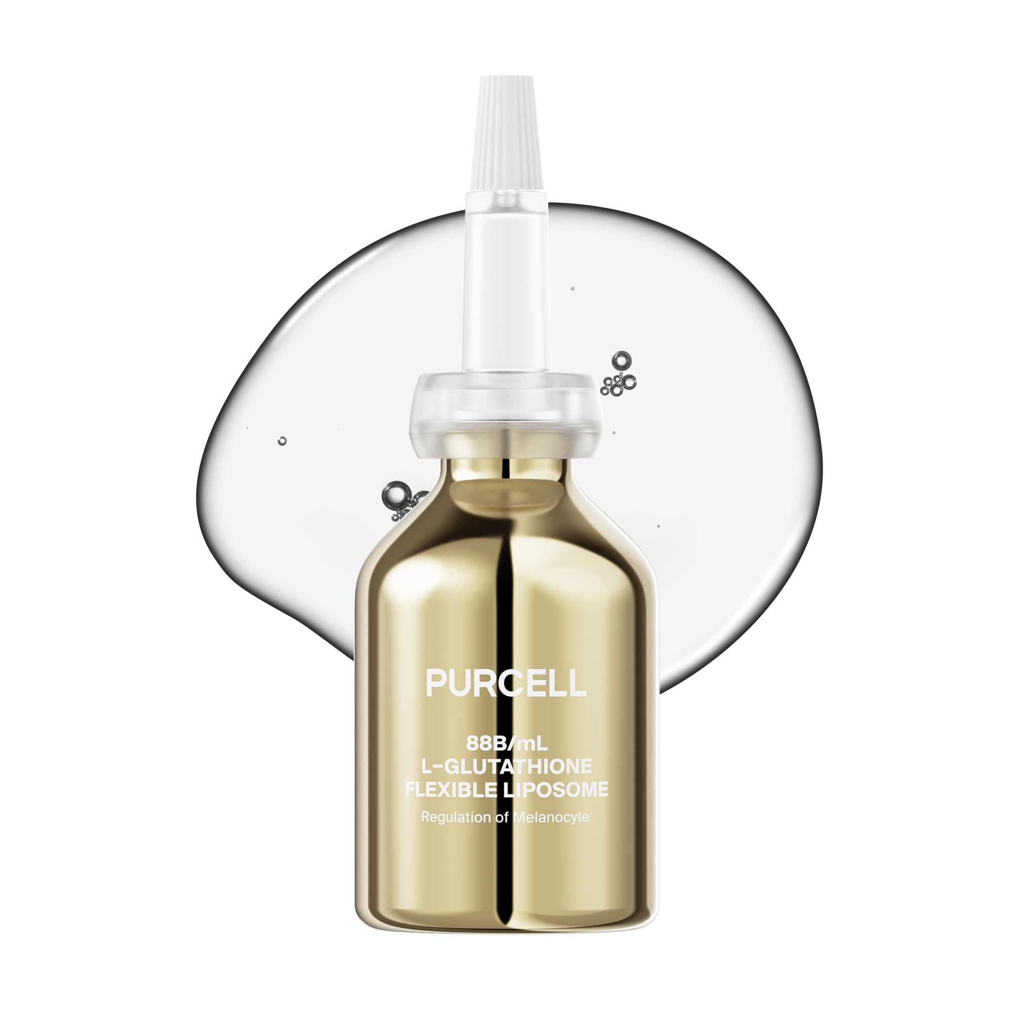 PurCELL 5% glutathione serum bottle promises radiant skin.