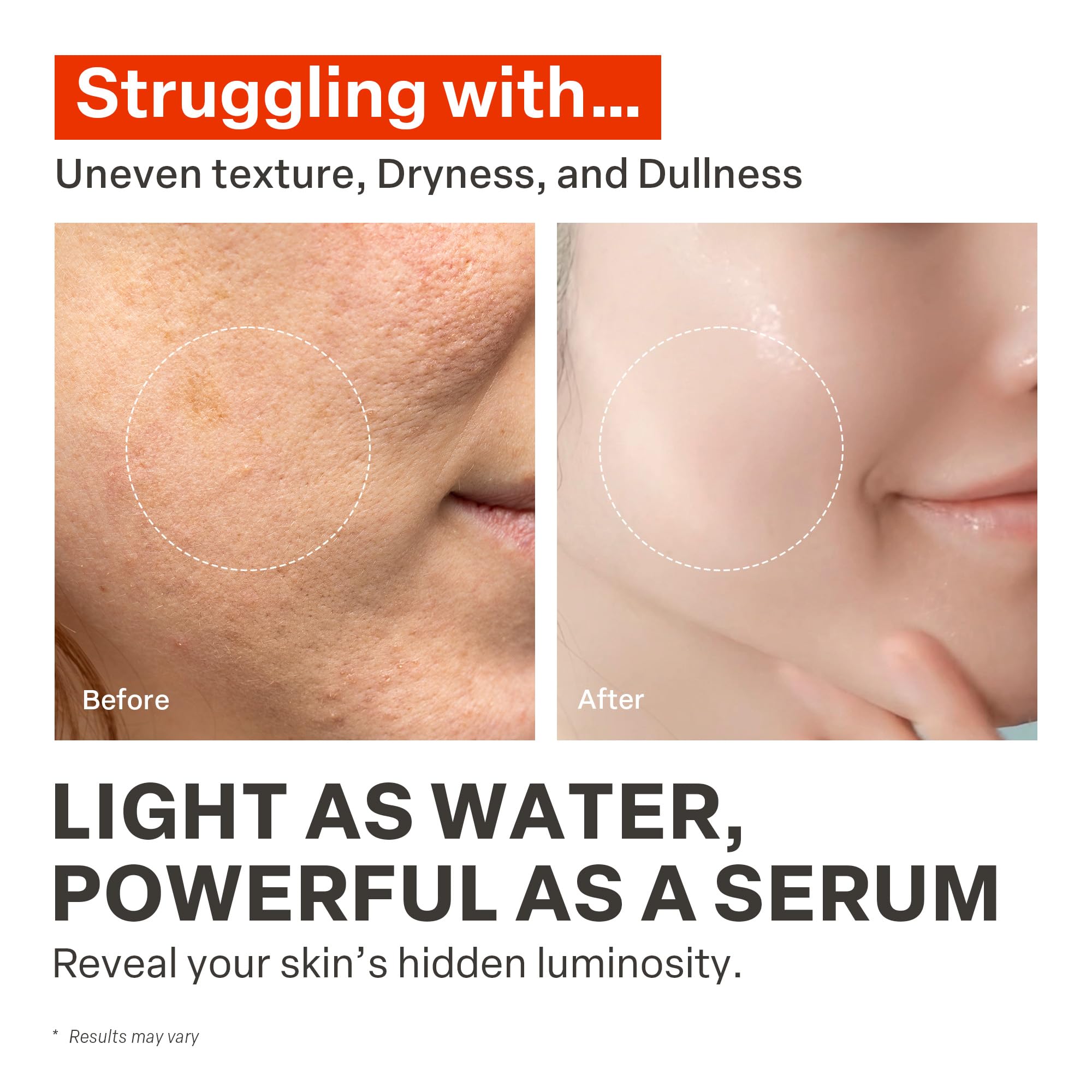 PURCELL L-Glutathione Toner serum-texture closeup highlights hydrating viscosity for quick absorption.