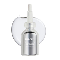 PURCELL Pixcell Biom bottle closeup showing minimalist packaging for sensitive skin support.