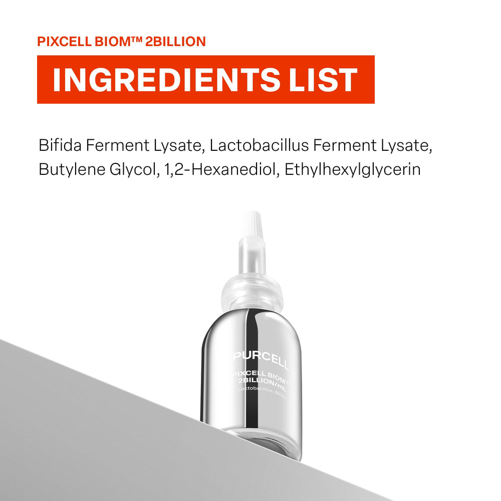 Purcell Pixcell Biom packaging box highlighting clean probiotic identity for acne-prone skin.