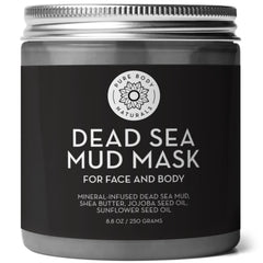 Pure Body Naturals Dead Sea Mud Mask jar close-up for clearer pores.