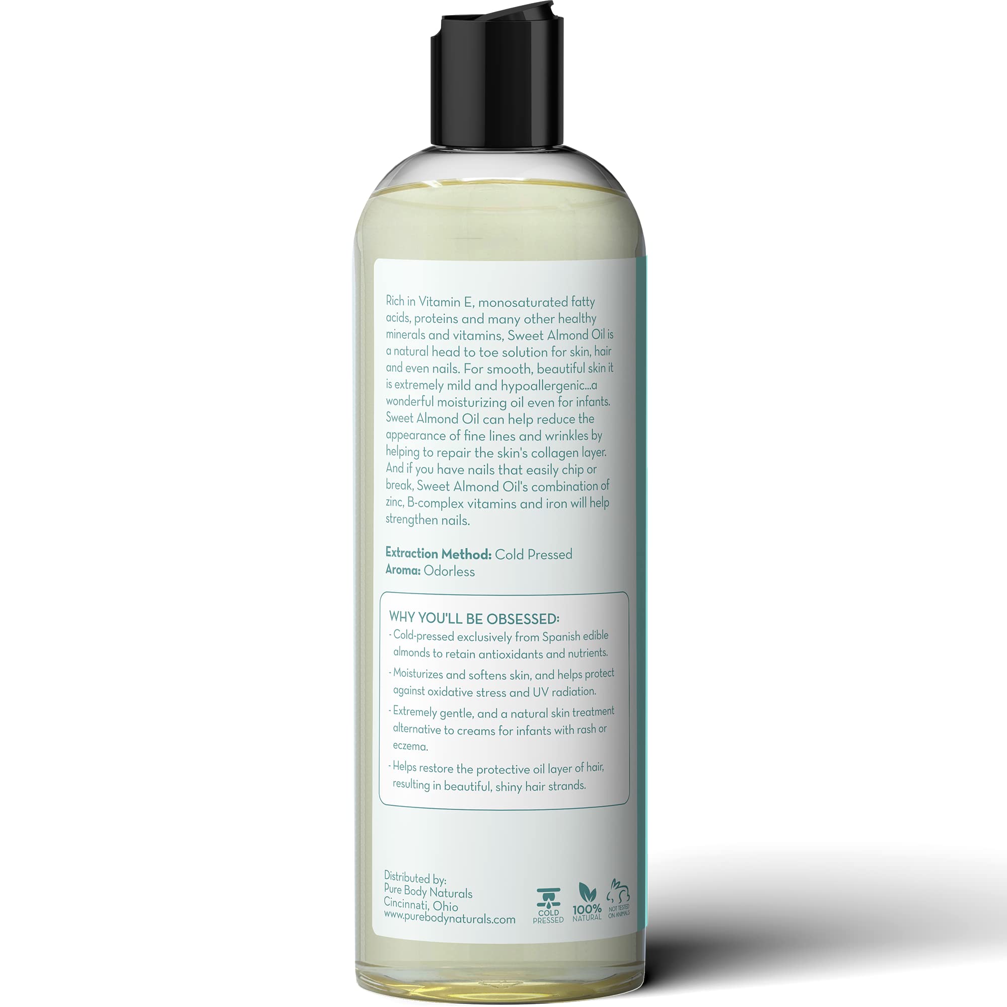 Pure Body Naturals Sweet Almond Oil nails care highlights shine and softening effect