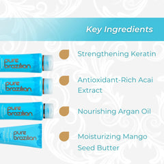 Pure Brazilian daily anti-frizz serum bottle providing lightweight shine and protection.