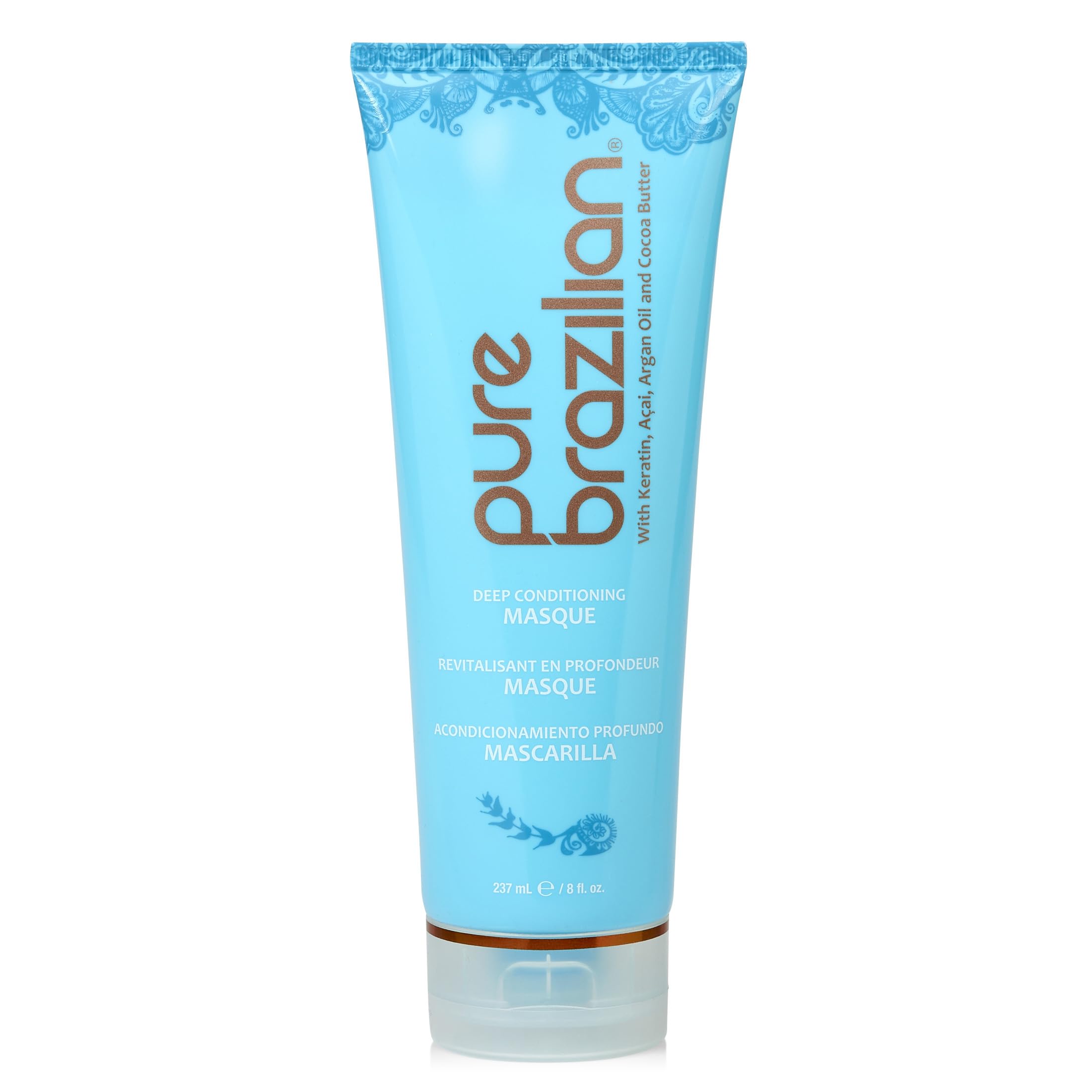Pure Brazilian Deep Conditioning Masque jar front for rich moisture and shine.