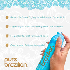 Pure Brazilian Silk Smoothing Balm application on hair enabling easy smoothing of frizzy strands.