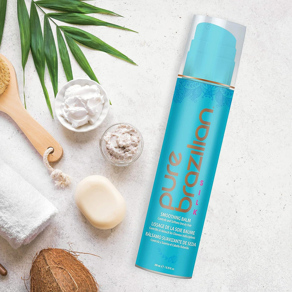 Pure Brazilian Silk Smoothing Balm keratin closeup highlights nourishing keratin benefits.