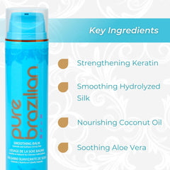 Pure Brazilian Silk Smoothing Balm straight-style result highlights a sleek, salon-like finish.