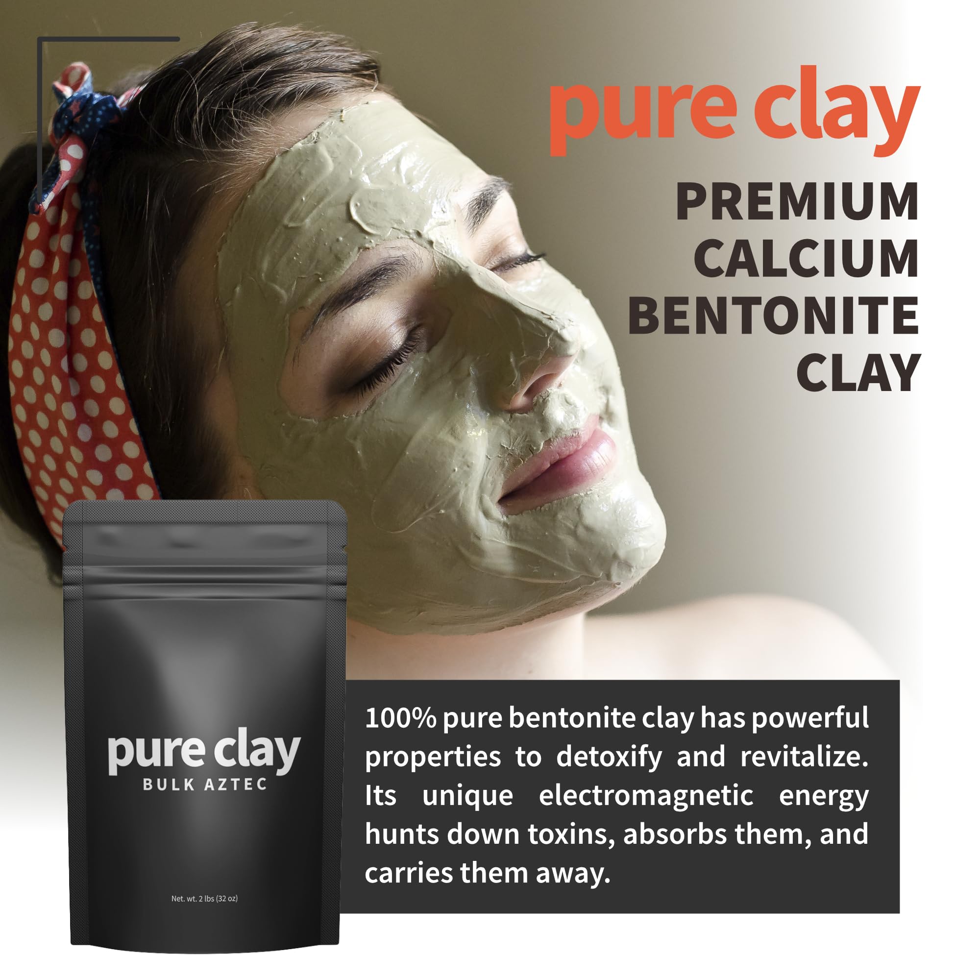 Pure Clay bentonite clay face glow shot highlighting radiant skin.