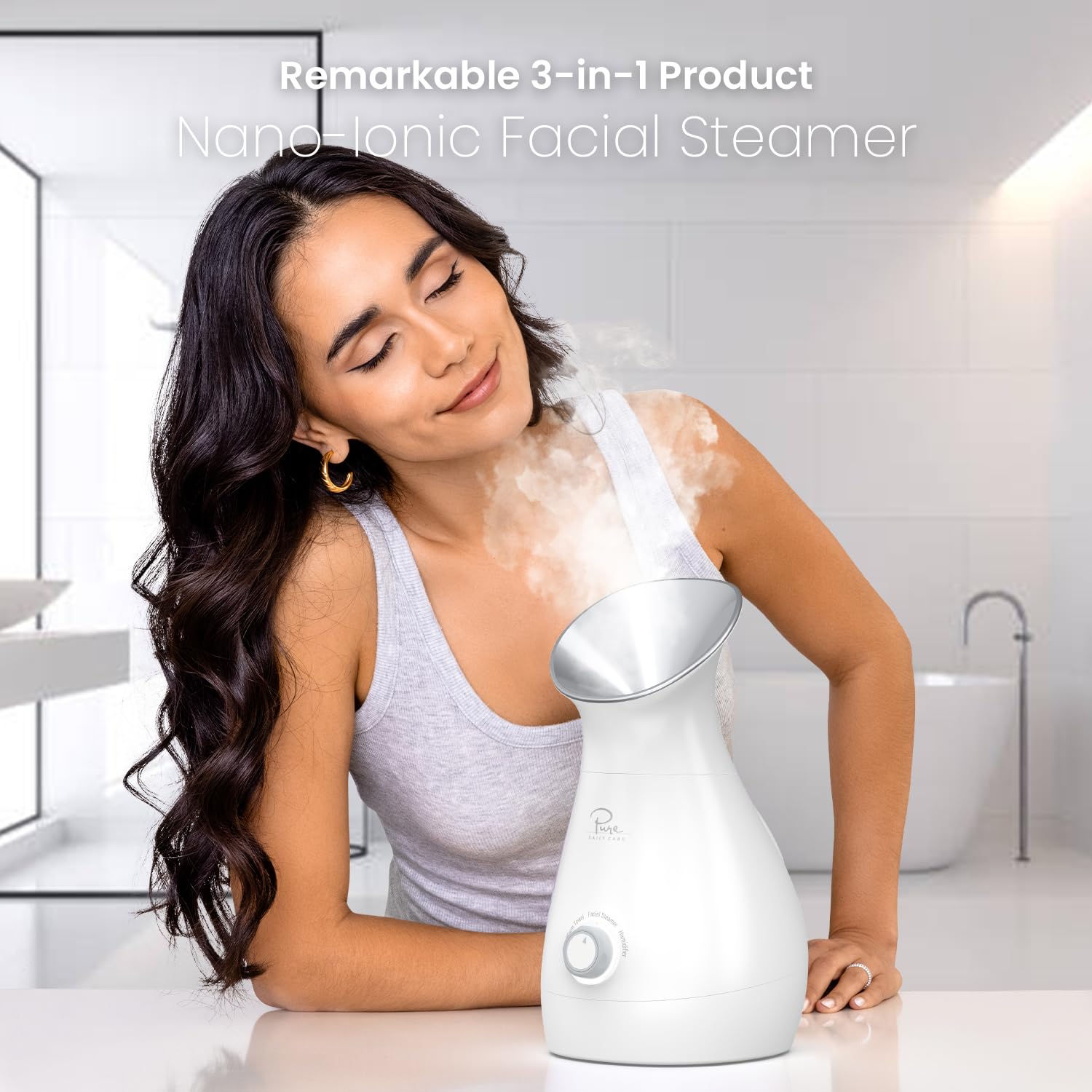Pure Daily Care Nanosteamer auto shutoff ensures safe, hands-free operation.