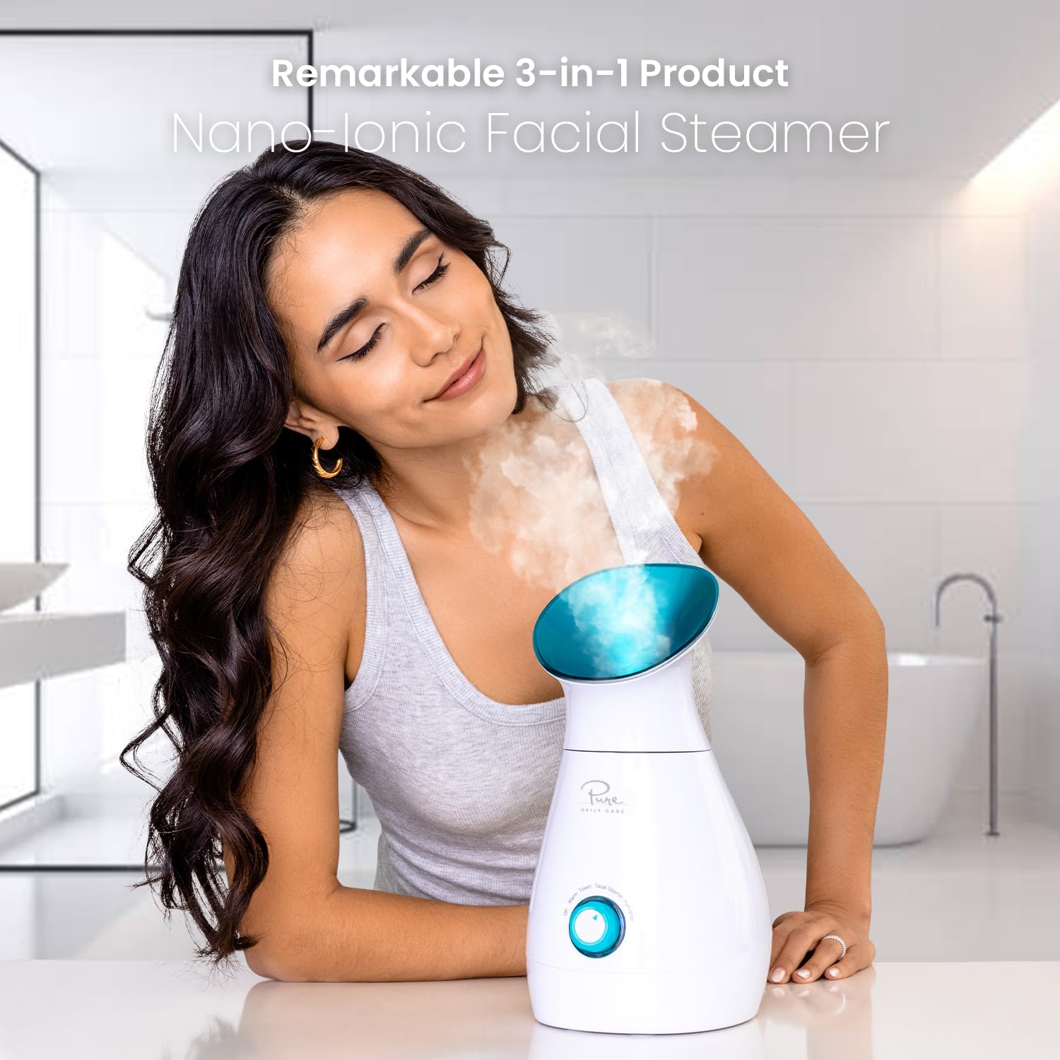 Pure Daily Care Nanosteamer teal skin kit promotes precise extraction after steaming.