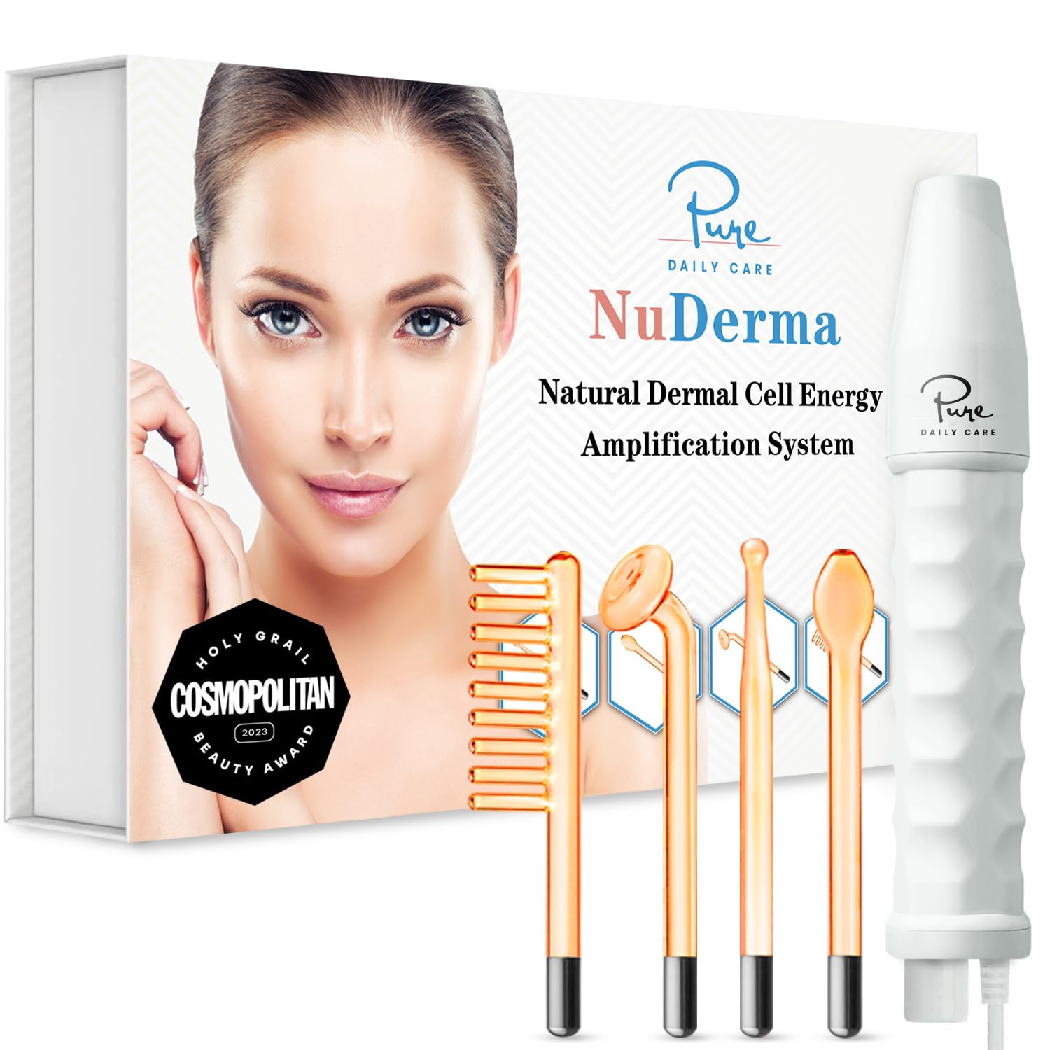 Pure Daily Care NuDerma handheld skin therapy wand neon for targeted anti-aging sessions