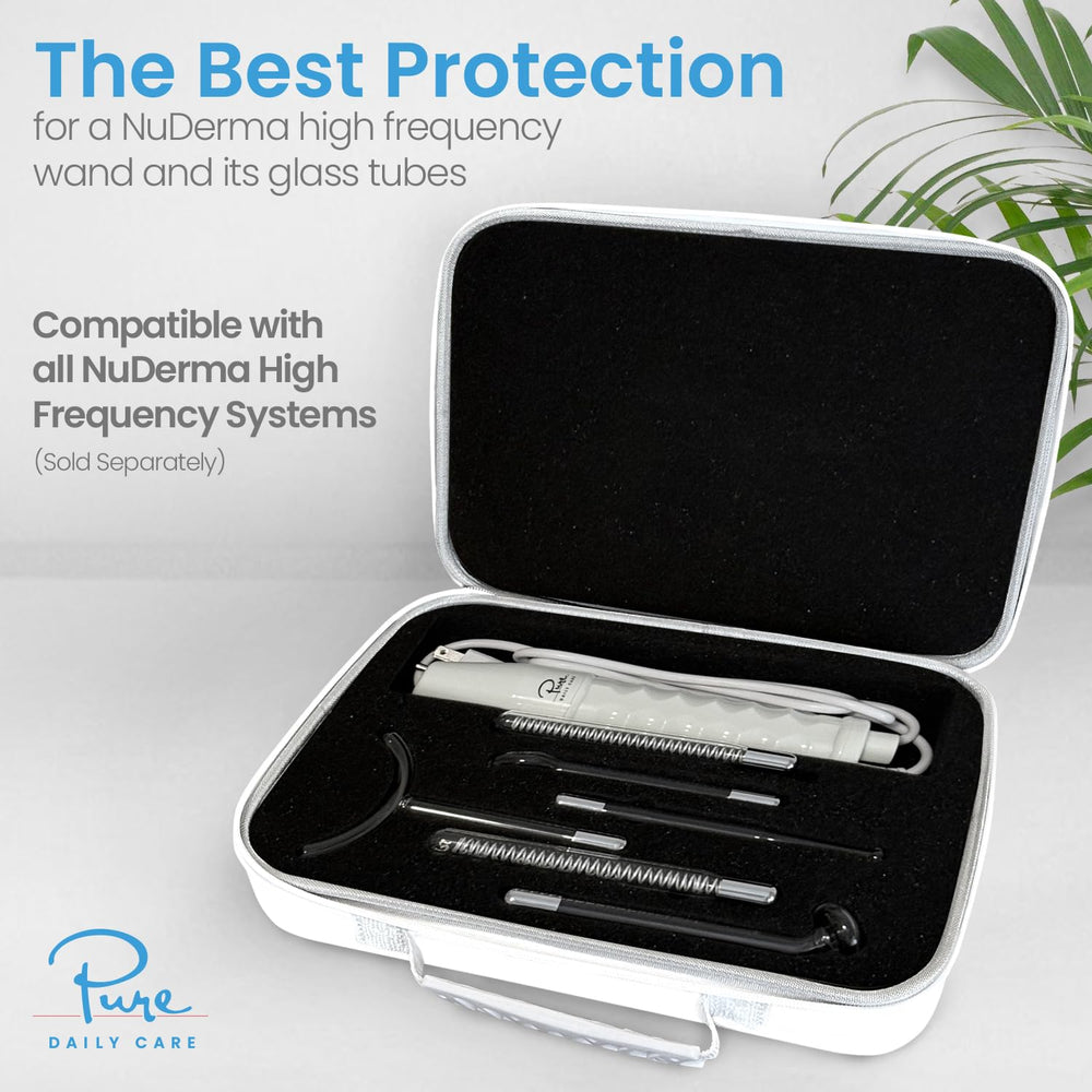 Pure Daily Care NuDerma travel case open showing organized interior for quick access.