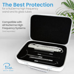 Pure Daily Care NuDerma travel case open showing organized interior for quick access.
