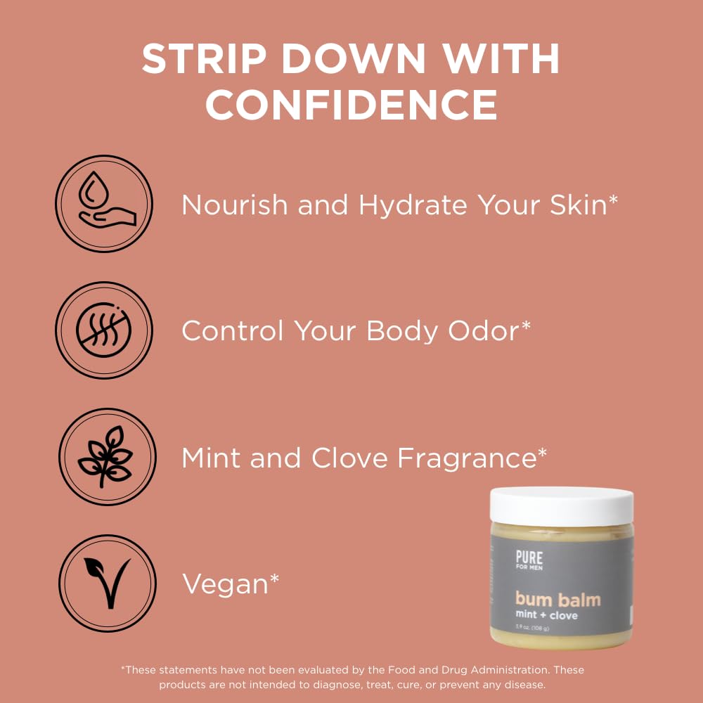 Pure for Men Bum Balm raw-shea texture on skin demonstrates natural nourishment.