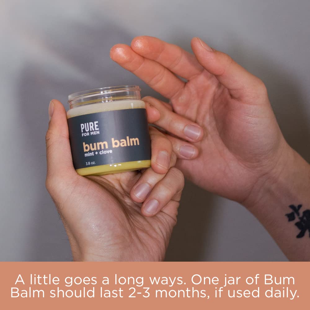 Pure for Men Bum Balm vegan-ingredients support cruelty-free, non-GMO skincare.