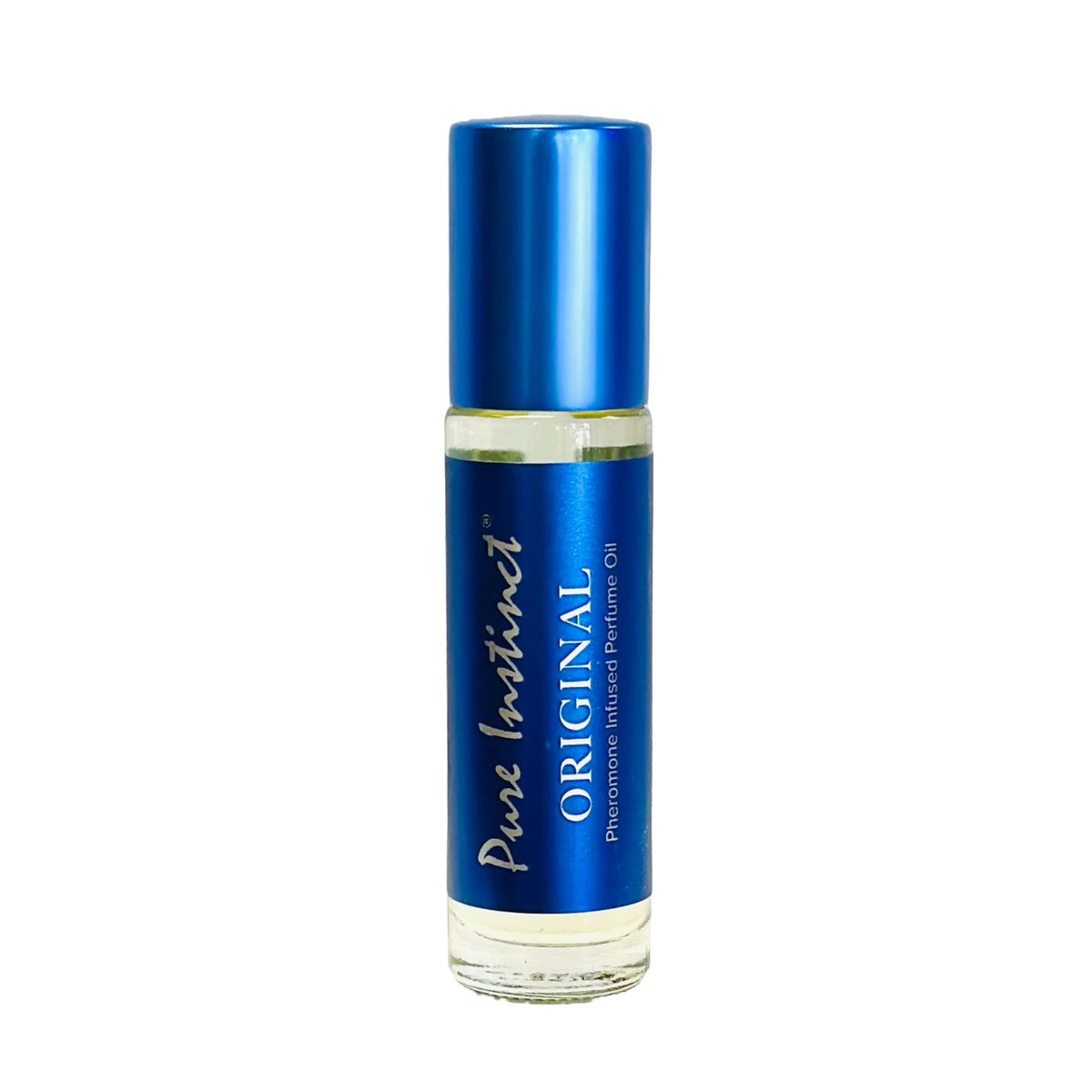 Pure Instinct Roll-On Original bottle shows pheromone-infused fragrance for daily confidence.