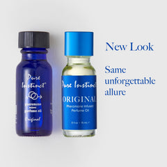 Pure Instinct two-pack box highlighting value and travel readiness.