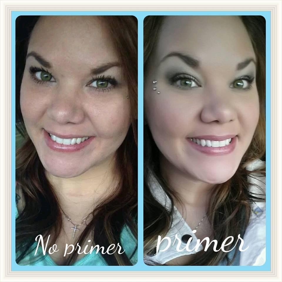 Pure Minerals Foundation Primer application on skin demonstrates long-wear base for all-day makeup.