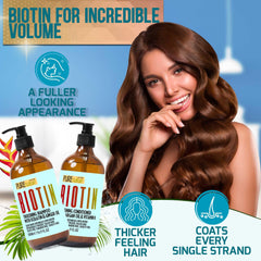 Pure Nature Lux Spa biotin conditioner tube front view highlights smoothing and thickening