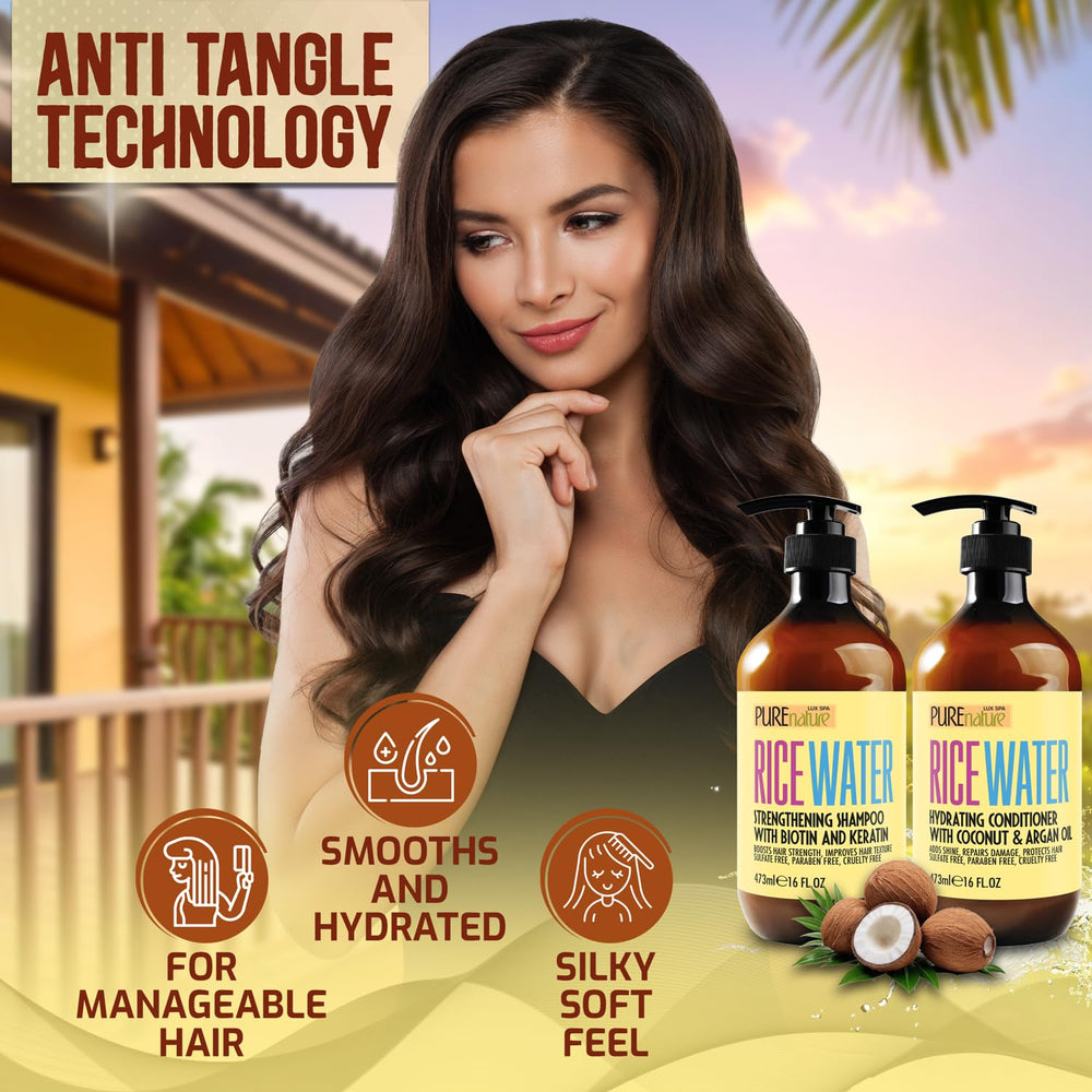Pure Nature Lux Spa bottles side-by-side emphasize balanced cleansing for fine hair