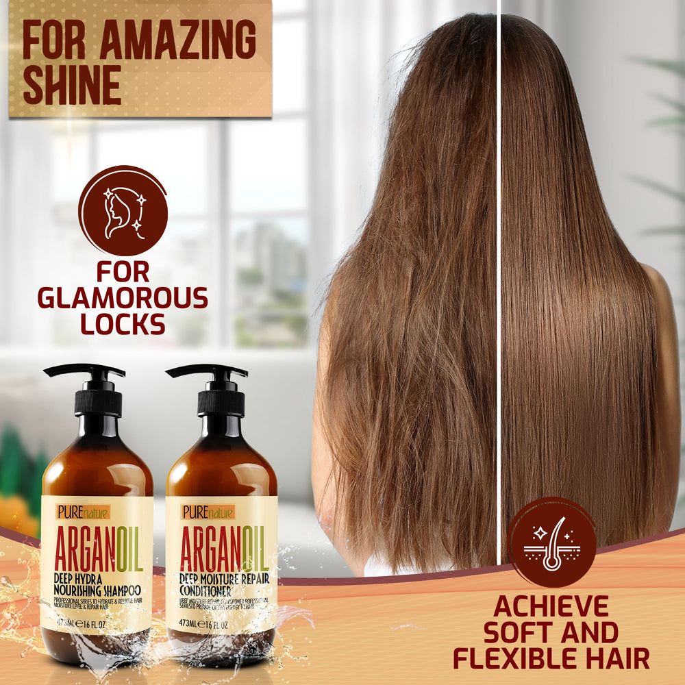 Pure Nature Lux Spa keratin shampoo close-up shows salon-grade nourishment for frizz-prone hair.