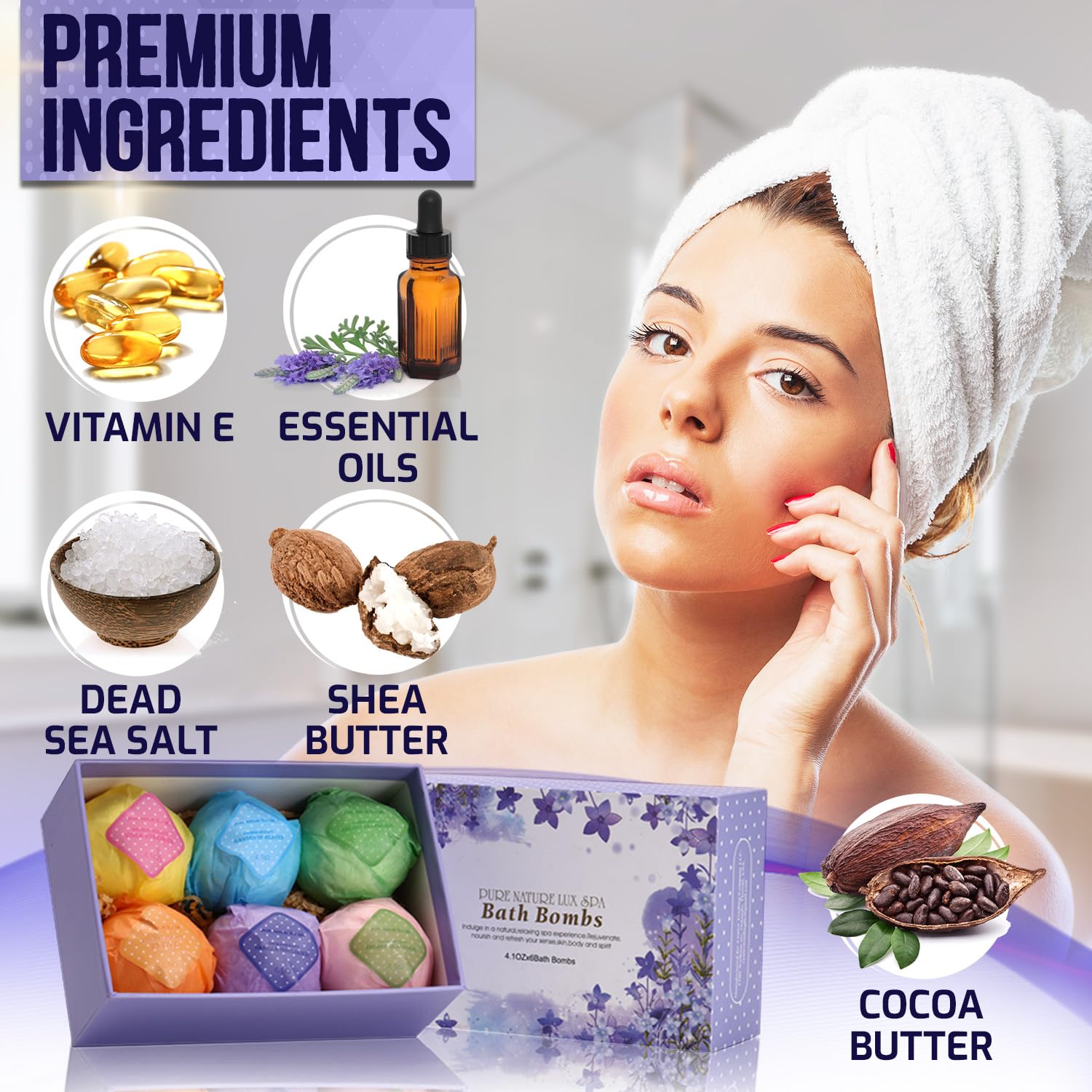 Pure Nature Lux Spa relaxing bath with candle and steam