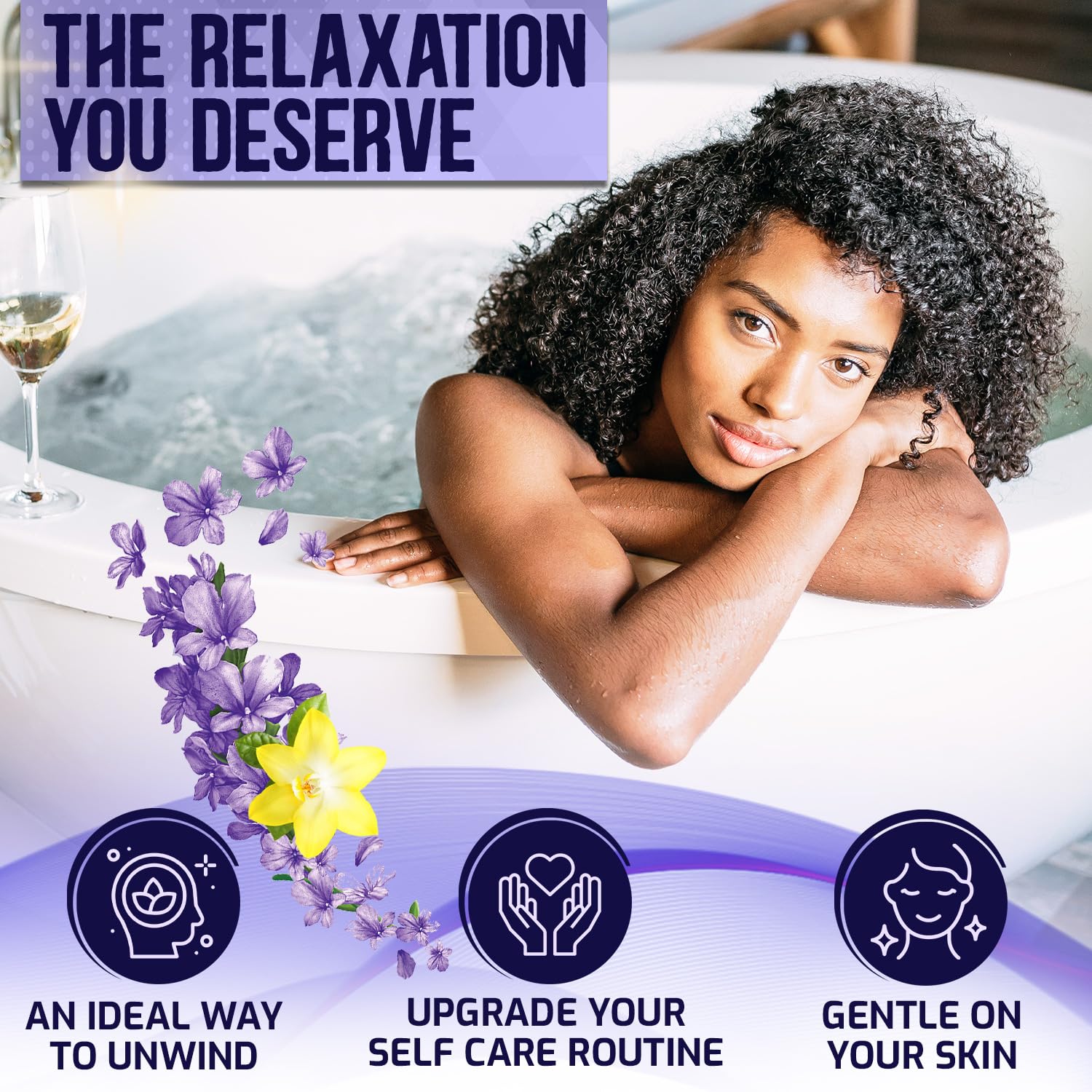Pure Nature Lux Spa shea butter and essential oils resting on bath bomb