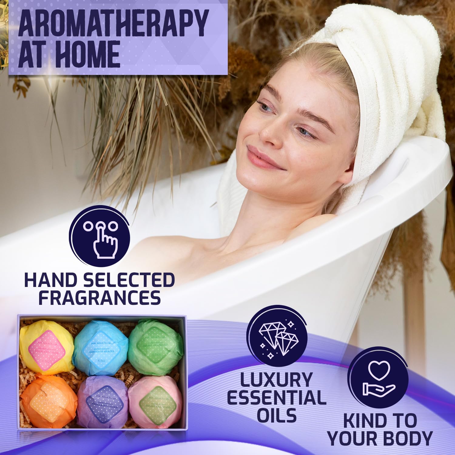 Pure Nature Lux Spa XL bath bombs dissolving in large tub
