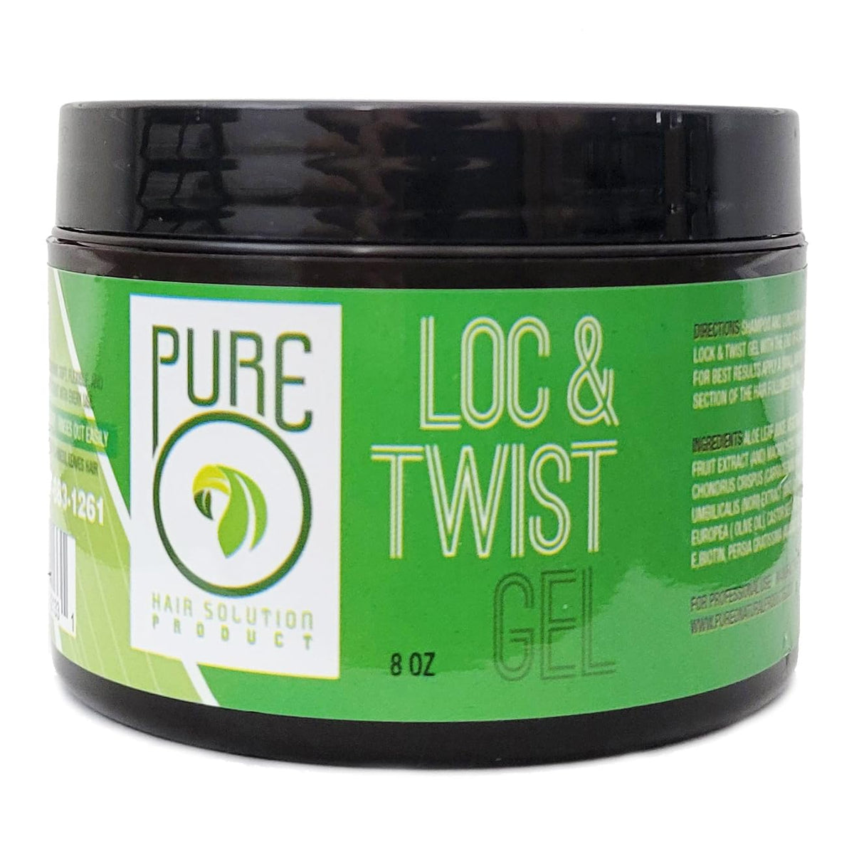 Pure O Hair Solution Lock & Twist Gel 8oz bottle showing compact design for defined twists.