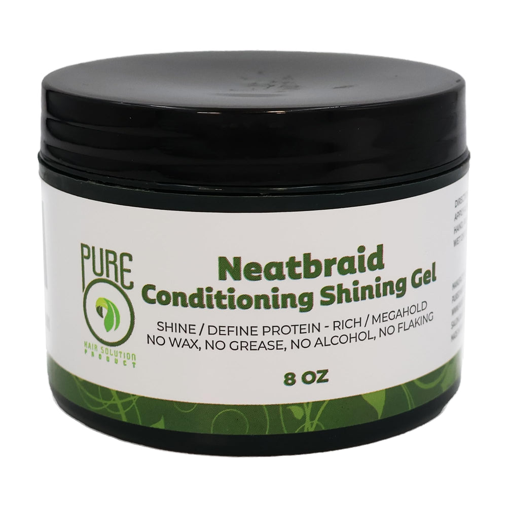 Pure O Neatbraid: botella vertiendo gel para control suave y brillo