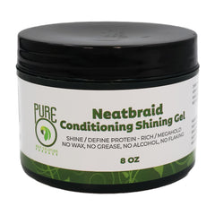 Pure O Neatbraid: botella vertiendo gel para control suave y brillo