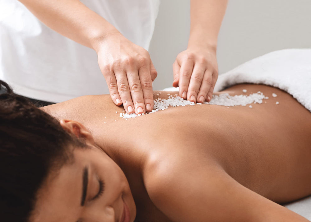 Pure Original Ingredients Epsom Salt bath setup backdrop illustrates soothing soak possibility.