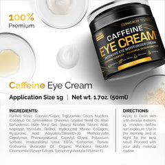 Pure Research caffeine eye cream texture swirl shows quick absorption for daytime skincare.