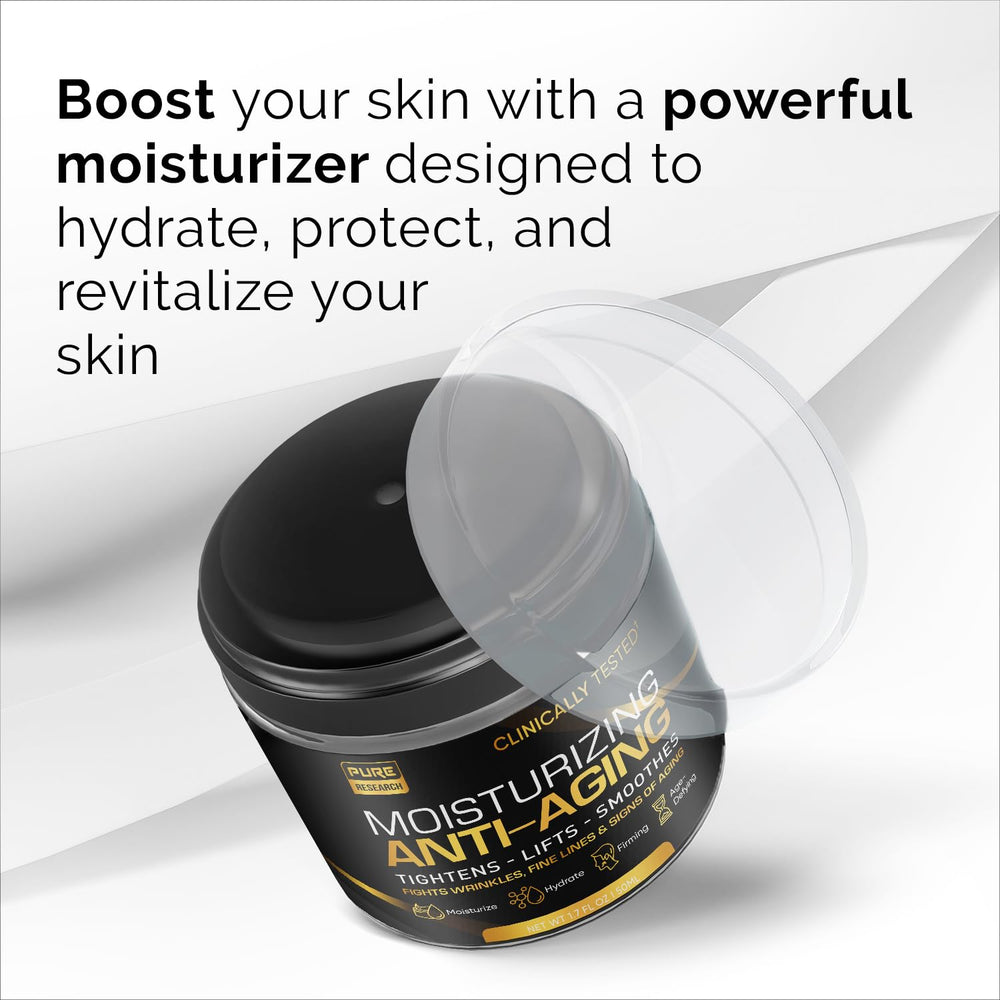 PURE RESEARCH Men's Face Cream day-night use shows versatile hydration and protection.